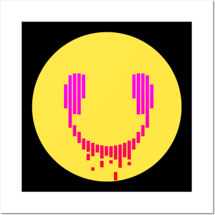 Music smile, smiley emoji made with earphone logo Posters and Art